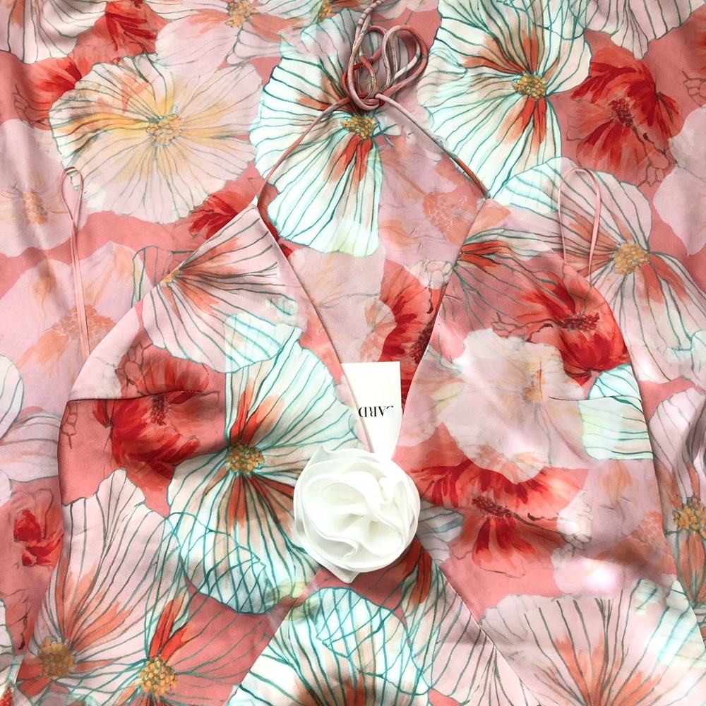 Bardot Floral Maxi Dress in Pink and Red